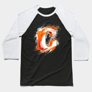 Cheer Leader Cheerleading Squad Orange Letter C Baseball T-Shirt